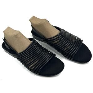 Munro Celia Slingback Sandal Black Leather Tubular Straps Womens Size 9M New